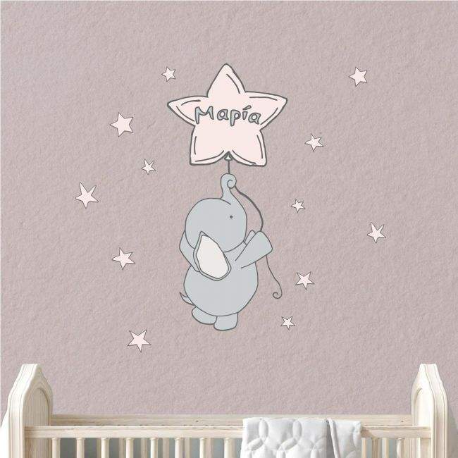 Kids wall stickers little elephant at moon and stars II