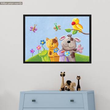 Happy animals Watercolor, poster