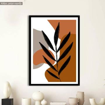 Leaves on black chalk, poster