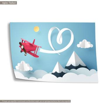 Red plane flying in the sky, poster 2