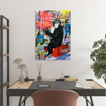 Canvas print Follow your dreams monkey Framed canvas View 1 2