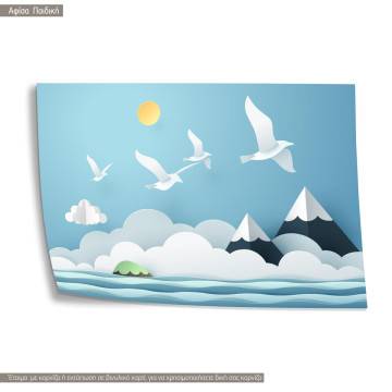 Paper art seagull , poster 2