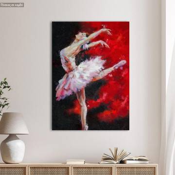 Πίνακας σε καμβά Ballerina in red background