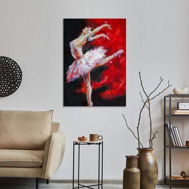 Canvas print Ballerina in red background