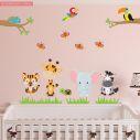 Kids wall stickers Safari, with animalsjungle, large set