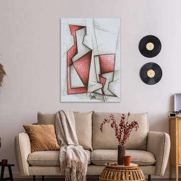 Πίνακας σε καμβά A bottle and glass Καμβάς τελαρωμένος Όψη 1 2