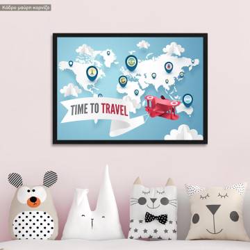 Red Plane Above World Map, poster