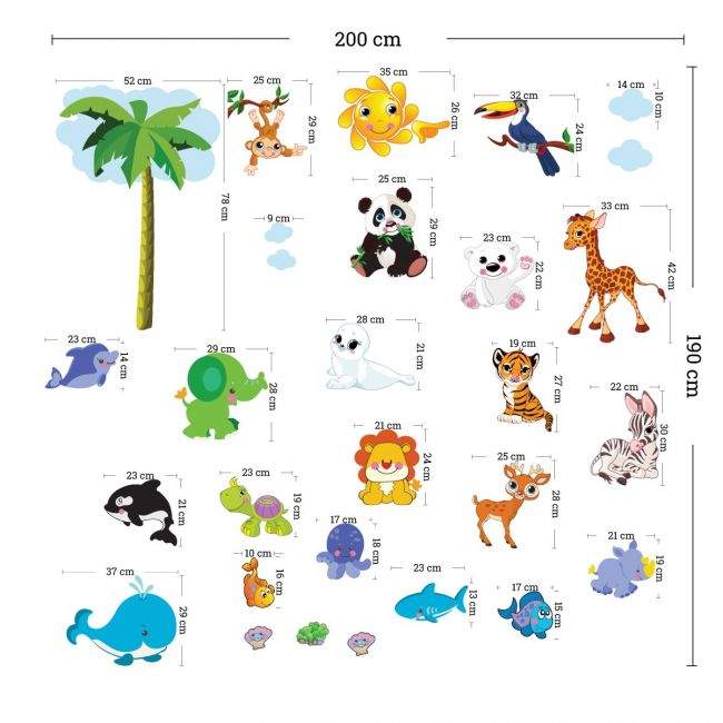 Kids wall stickers Animals Animals of land and sea