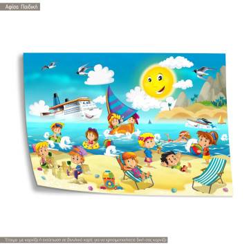 Kids playing at the beach , poster 2