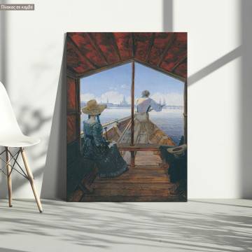 Canvas print Barge trip on the Elbe, Caspar D. F.