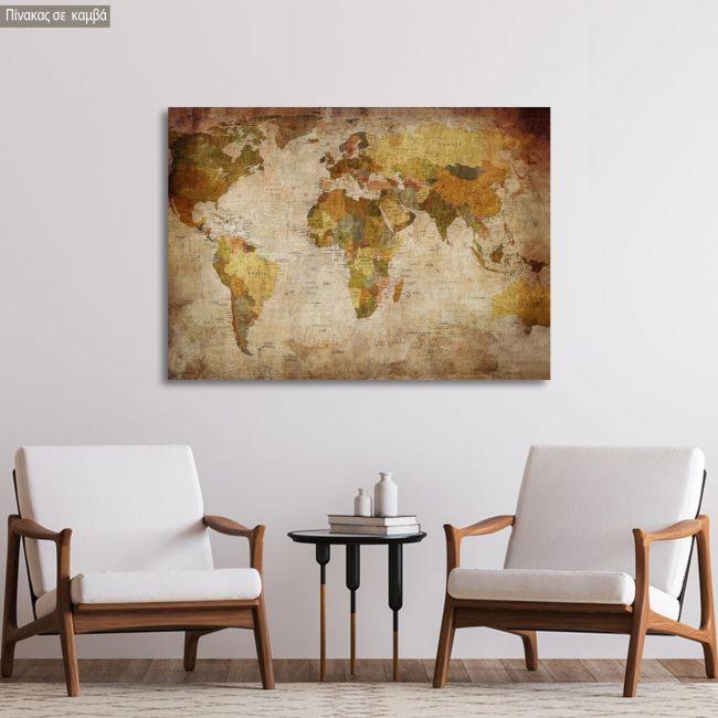 Canvas print World map vintage