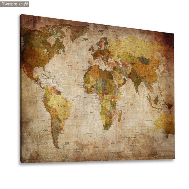 Canvas print World map vintage