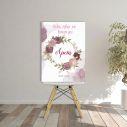 Canvas print welcome to my baptism,Golden circles and flowers ink colors