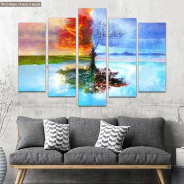 Canvas print Four season tree with moon