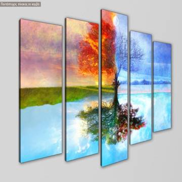 Canvas print Four season tree with moon 2