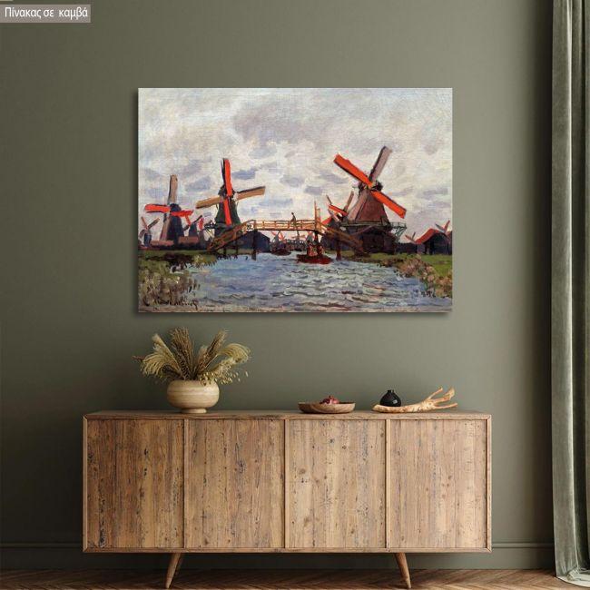 Canvas print Windmill and Boats near Zaandam, Monet C.
