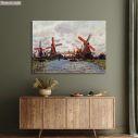 Πίνακας ζωγραφικής Windmill and Boats near Zaandam, Monet C, κοντινό