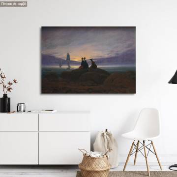 Πίνακας ζωγραφικής  Moonrise over the sea Caspar D. F. Καμβάς τελαρωμένος Όψη 1 2