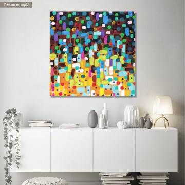Canvas print Mixed media with metal discs, square