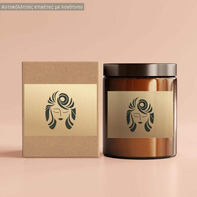 Sticker labels for candles personalized logo, parallelograms