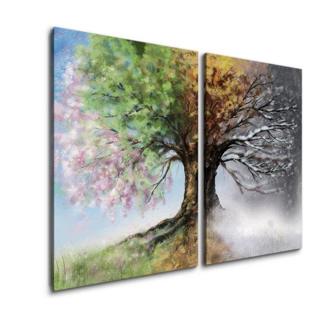 Canvas print Four season tree, two panels