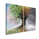 Canvas print Four season tree, two panels