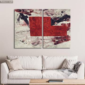 Πίνακας σε καμβά Abstract Red, δίπτυχος