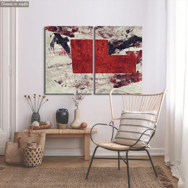 Πίνακας σε καμβά Abstract Red, δίπτυχος