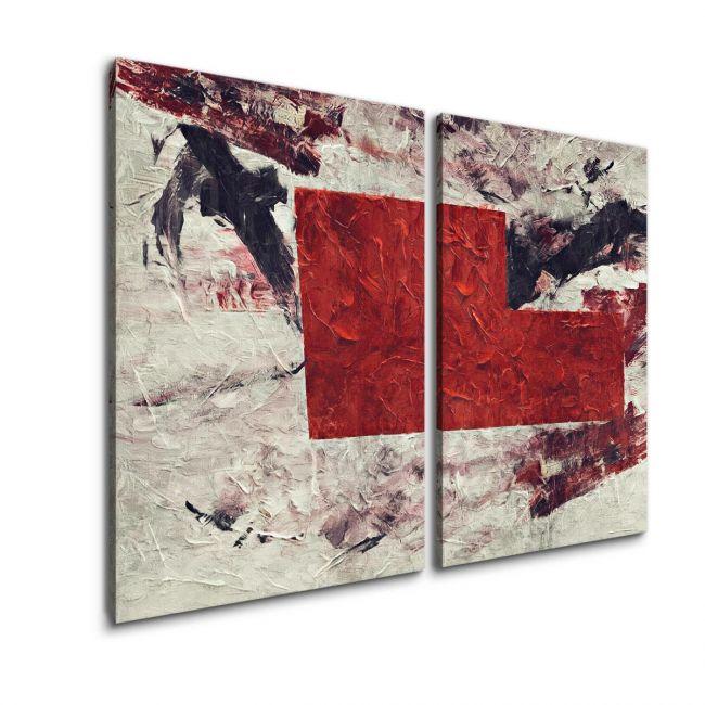 Πίνακας σε καμβά Abstract Red, δίπτυχος