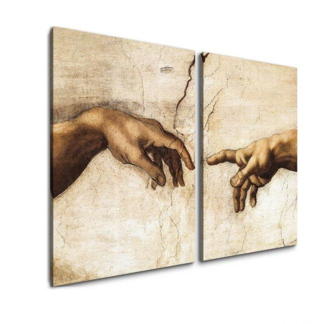 Πίνακας σε καμβά The creation of Adam, Michelangelo, δίπτυχος