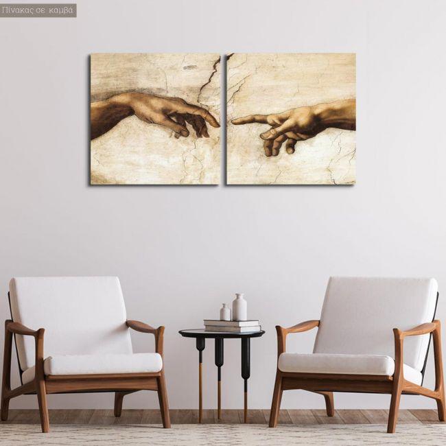 Canvas print The creation of Adam, Michelangelo, two panels panoramic
