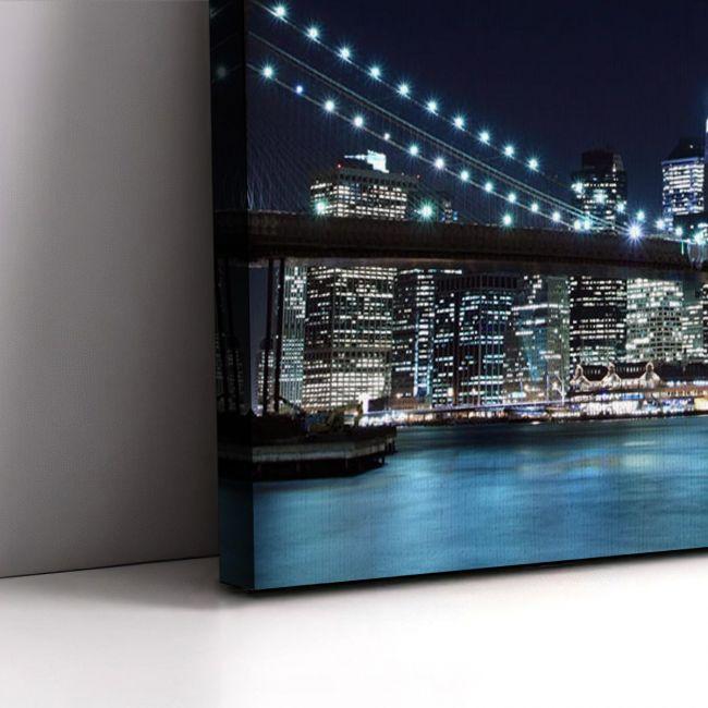 Canvas print Brooklyn bridge dark blue, two panels