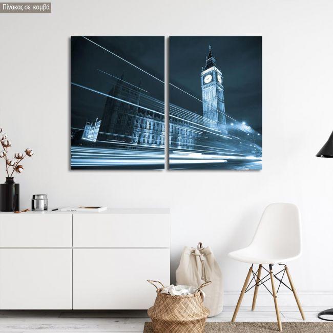 Canvas print Big Ben behind light beams, two panels