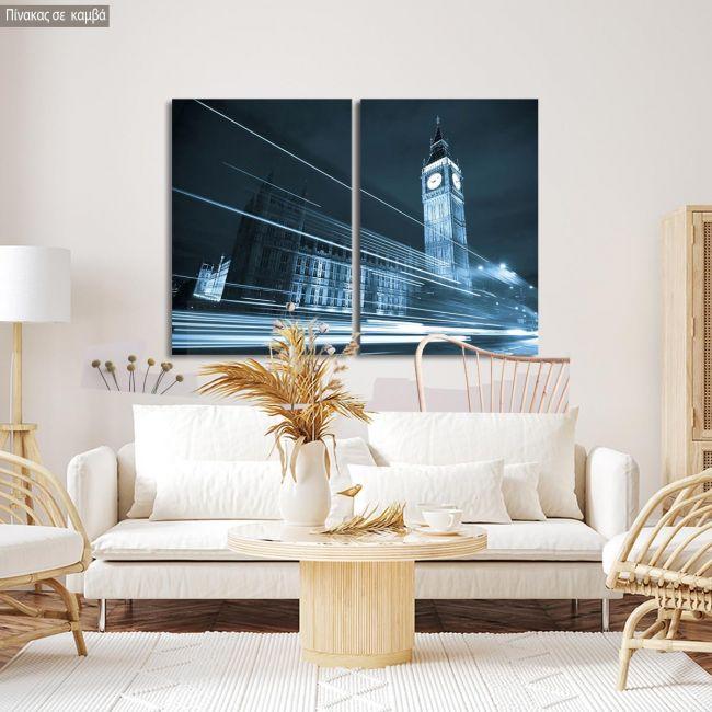 Canvas print Big Ben behind light beams, two panels