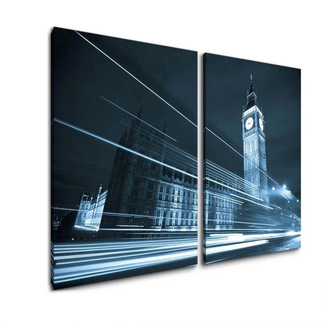Canvas print Big Ben behind light beams, two panels