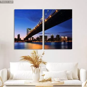 Πίνακας σε καμβά Manhattan bridge, δίπτυχος