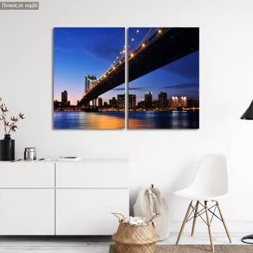 Πίνακας σε καμβά Manhattan bridge, δίπτυχος 2