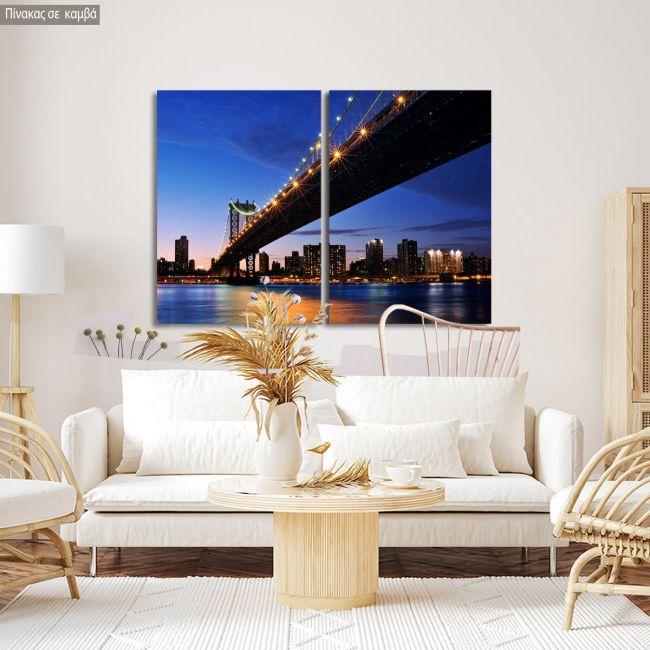 Πίνακας σε καμβά Manhattan bridge, δίπτυχος
