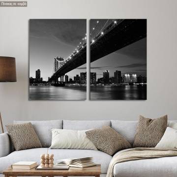 Canvas print Manhattan bridge grayscale, two panels