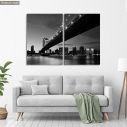 Πίνακας σε καμβά Manhattan bridge grayscale, δίπτυχος