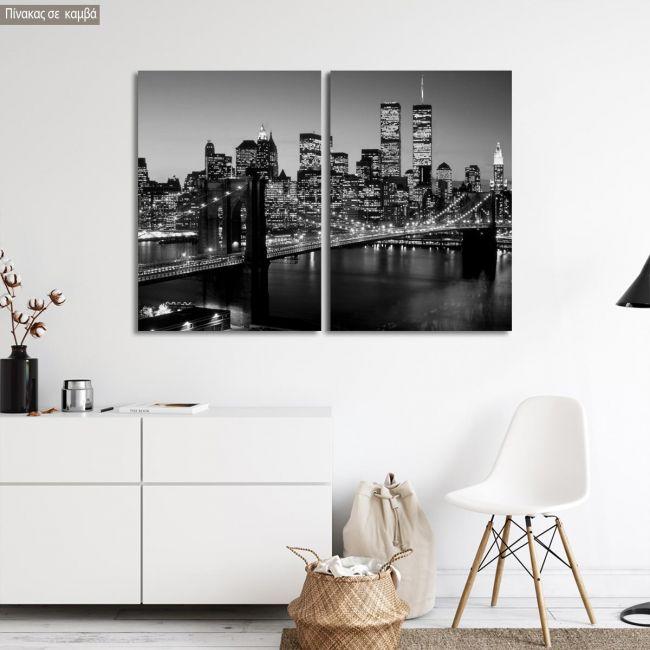Πίνακας σε καμβά Brooklyn bridge, δίπτυχος
