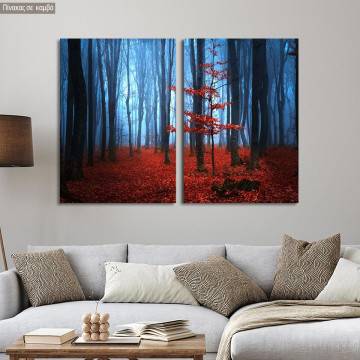 Canvas print Autumnal foggy forest I, two panels