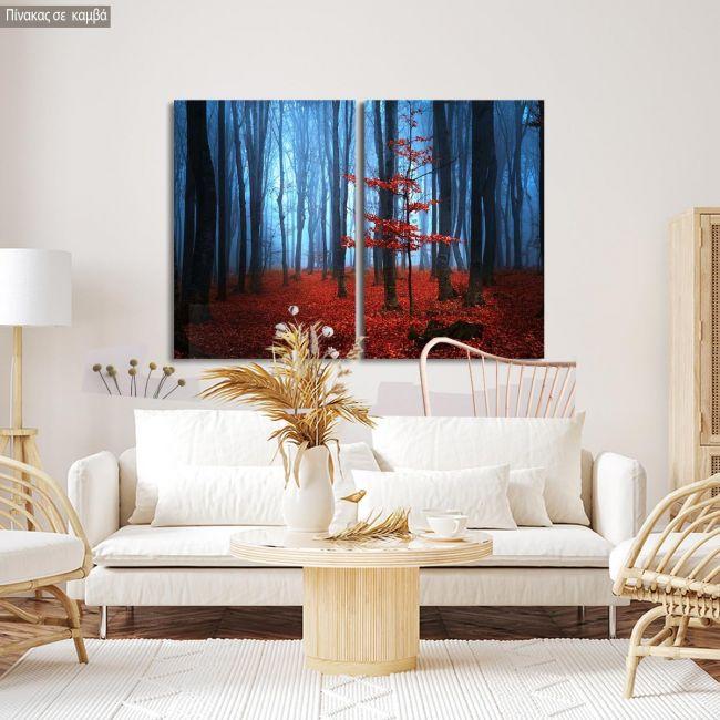 Canvas print Autumnal foggy forest I, two panels