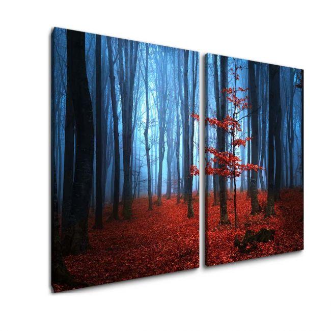 Πίνακας σε καμβά Autumnal foggy forest I, δίπτυχος