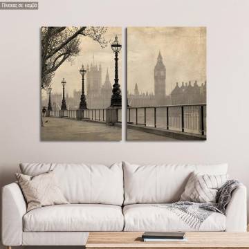 Πίνακας σε καμβά Big Ben & parliament, δίπτυχος