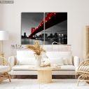 Canvas print Red Manhattan bridge, two panels