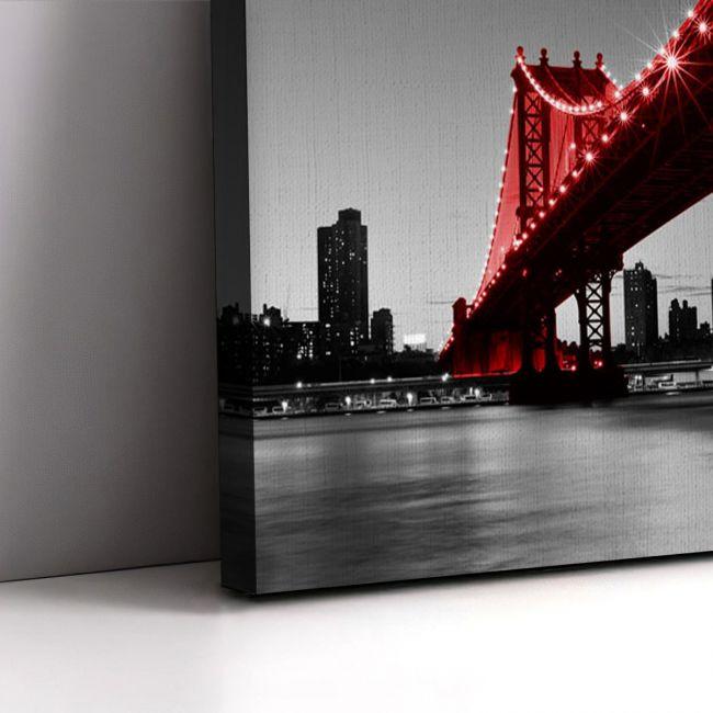 Canvas print Red Manhattan bridge, two panels
