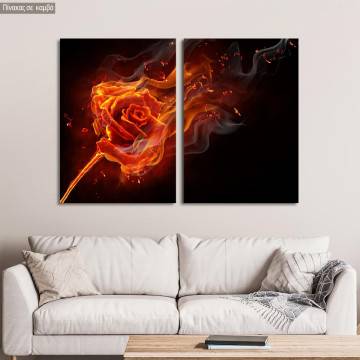 Canvas print Rose on fire, two panels