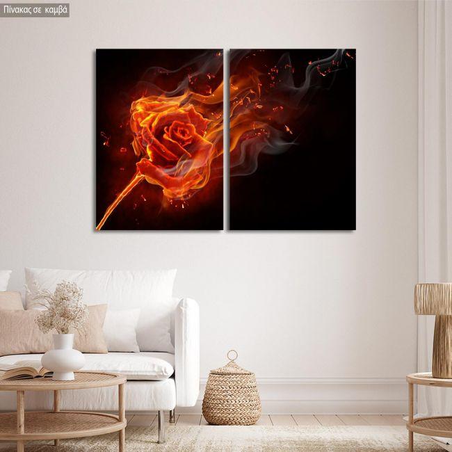 Canvas print Rose on fire, two panels