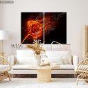 Canvas print Rose on fire, two panels